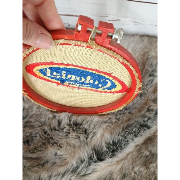 Vintage Colonial-Inspired Needlepoint Wall Art In Red Plastic Hoop Frame - Picture 5 of 5